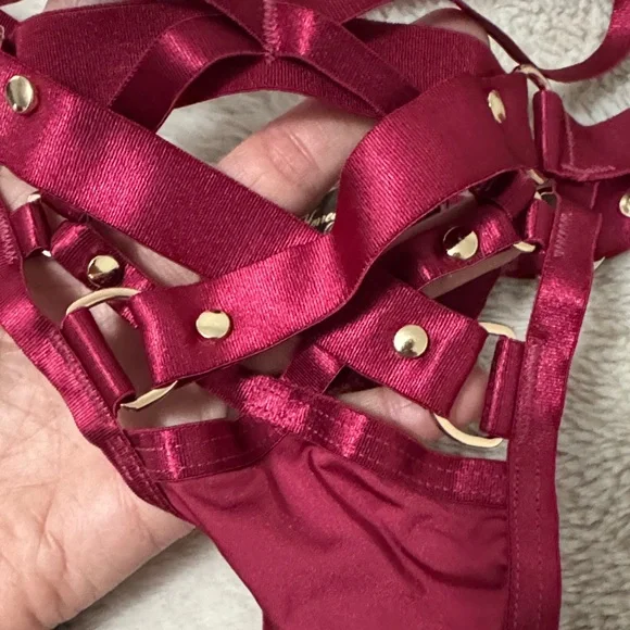 Honey Birdette Stephanie Red Bra Thong Set - 36DDD/F - Picture 11 of 13